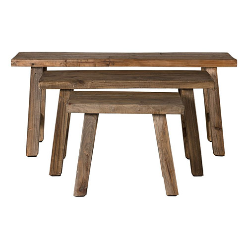 Set de 3 bancs gigognes en bois - Nora
