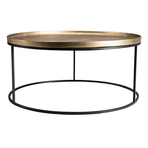 Table basse ronde en aluminium doré piètement doré pieds ronds en métal - Collection Johan