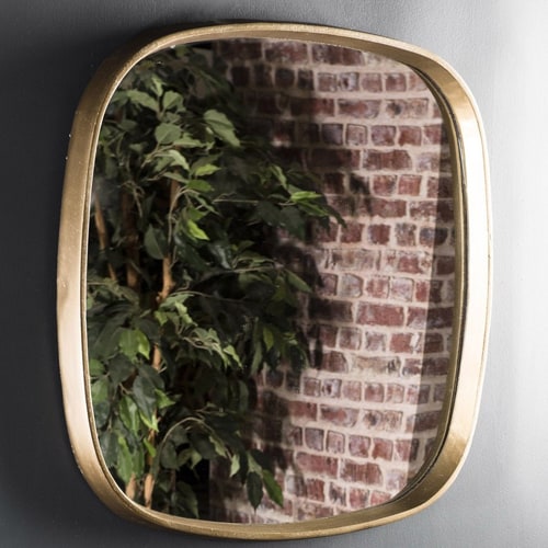 Miroir coins arrondis en aluminium doré - Johan