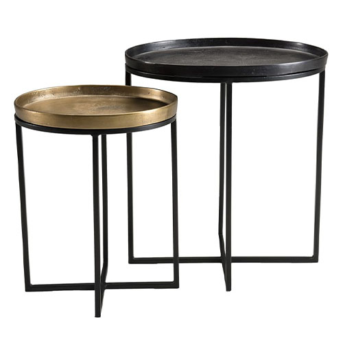 Set de 2 tables d'apppoint ovales en aluminium doré et noir - Collection Johan