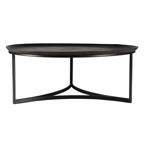 Table basse ronde 100cm en aluminium noir - Collection Johan