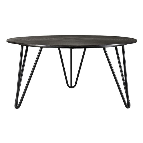 Table basse ronde 75cm en aluminium noir - Collection Johan