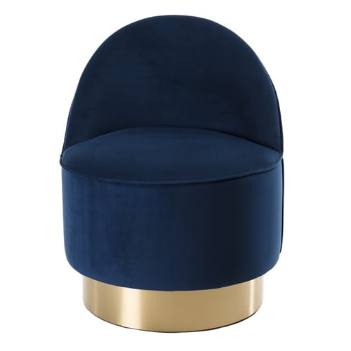 Fauteuil en velours bleu marine piètement doré - Collection Agathe