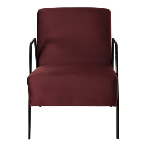 Fauteuil lounge en velours rouge bordeaux - Collection Agathe