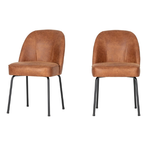 Lot de 2 chaises en cuir cognac - Vogue