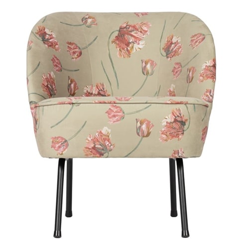 Fauteuil en velours fleuri agave - Collection Vogue - BePureHome