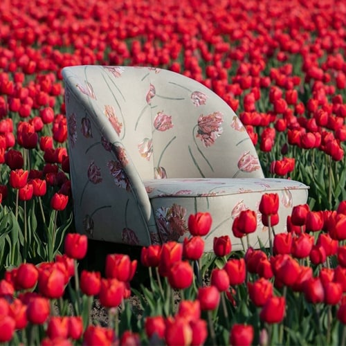Fauteuil en velours fleuri agave - Collection Vogue - BePureHome