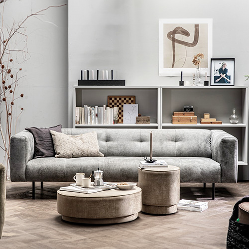 Canapé 4 places en simili cuir gris clair - Collection Skin - Vtwonen
