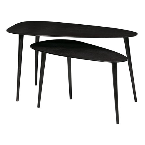 Lot de 2 tables gigognes en métal noir - Abby