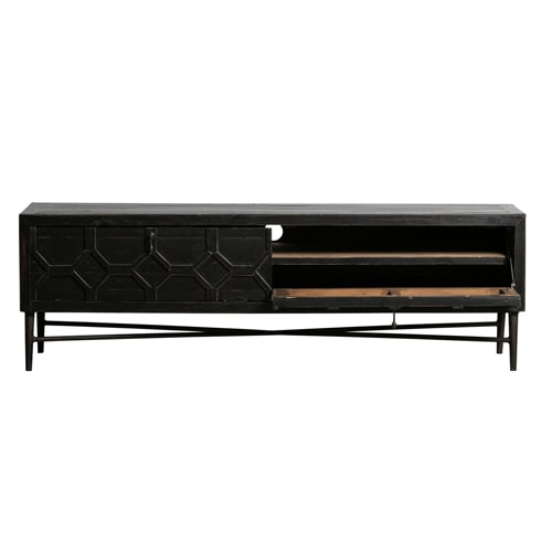 Meuble TV 2 portes en bois et métal noir - Collection Bequest - BePureHome