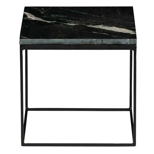 Lot de 2 tables gigognes carrées en marbre et métal noir - Rodeo