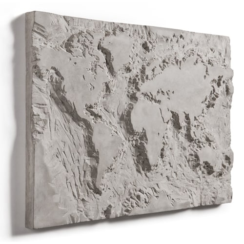 Carte du monde en béton - The grey planet - Collection Singleton - Lyon Beton
