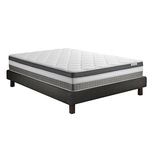 Ensemble mémoire de forme + sommier 140x190 Confort Royal Hbedding - 7 zones de confort - épaisseur matelas 30cm.
