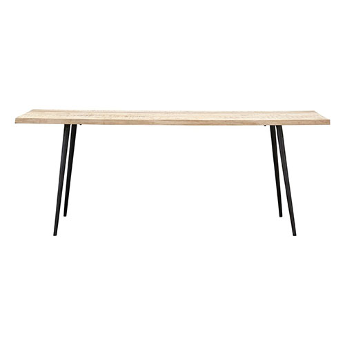 Table à manger rectangulaire 6 personnes en manguier clair piètement en métal noir - Collection Club - House Doctor