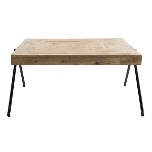 Table basse carrée en manguier piètement compas en métal - Romain