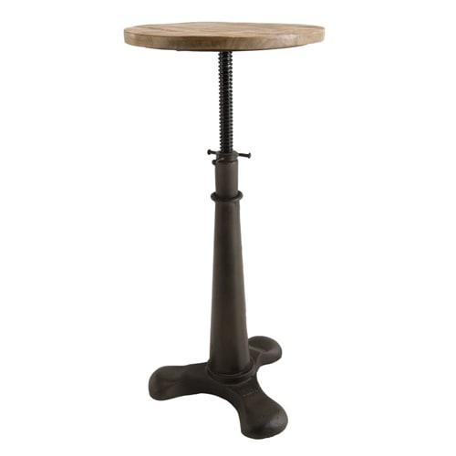 Tabouret industriel en acacia piètement métal hauteur ajustable - Collection Romain