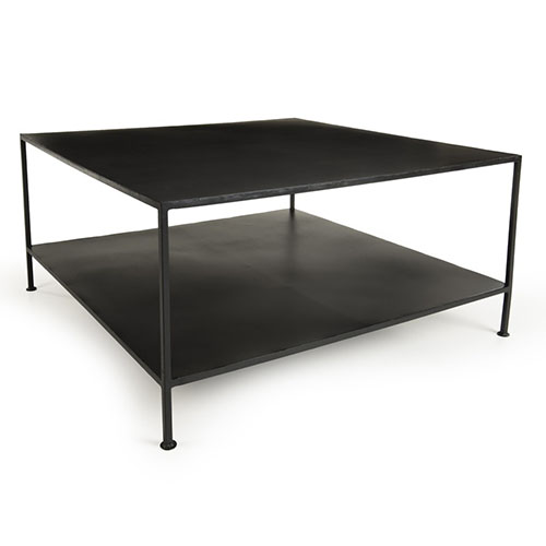 Table basse industrielle carrée en métal noir - Romain
