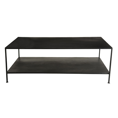 Table basse industrielle rectangulaire en métal noir - Romain