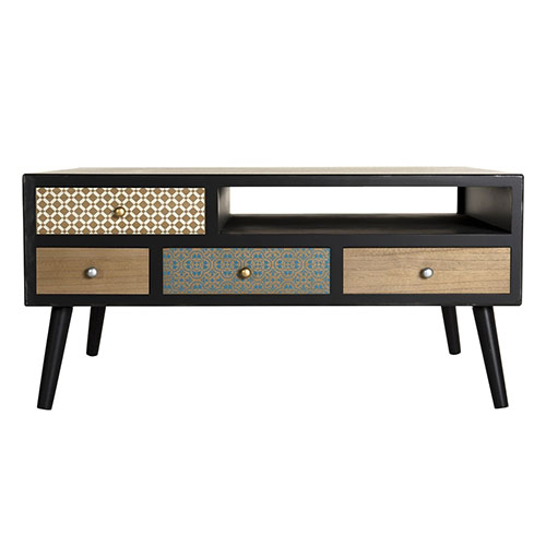 Table basse 8 tiroirs multicolores - Leon