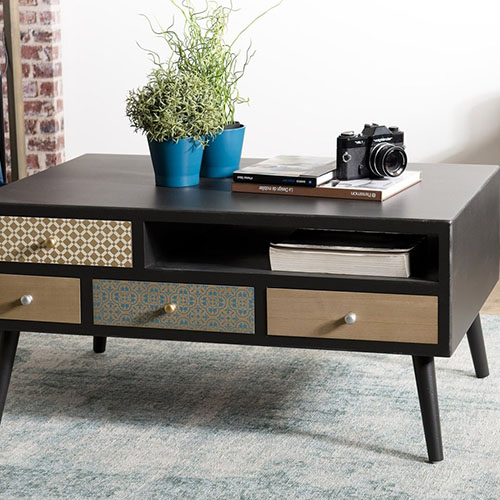 Table basse 8 tiroirs multicolores - Leon