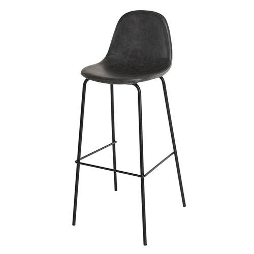 Lot de 2 tabourets de bar en simili cuir noir - Collection Tom