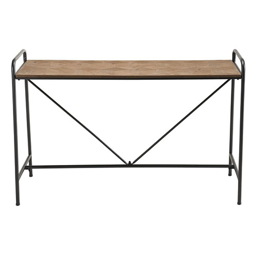 Console en pin marqueté piètement en métal noir - Collection Helena