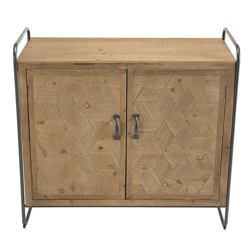 Buffet 2 portes en pin marqueté piètement en métal noir - Helena